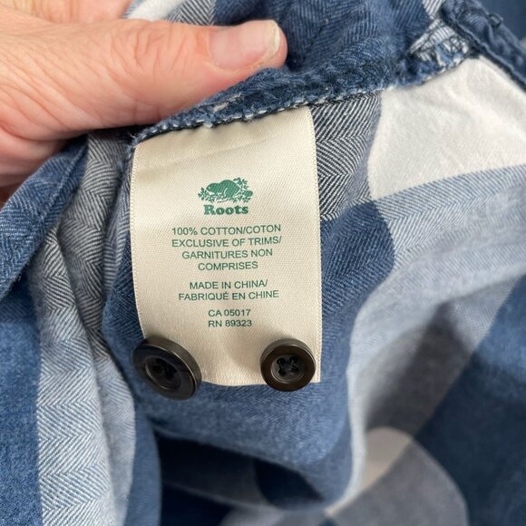 Roots Blue and White Plaid Casual Button Down Shirt - Picture 5 of 7